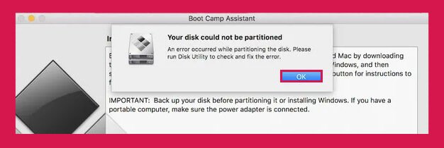 boot camp installer disk could not be found